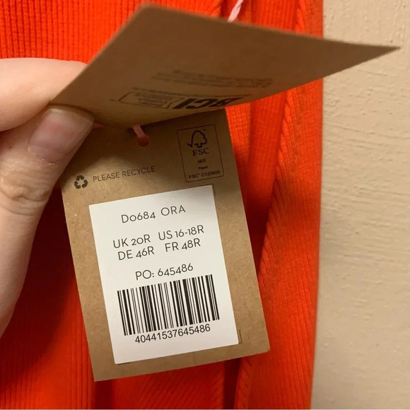 Boden Ribbed Halterneck Midi Dress in Orange Size 16 Size 18 NWT New - Picture 12 of 14